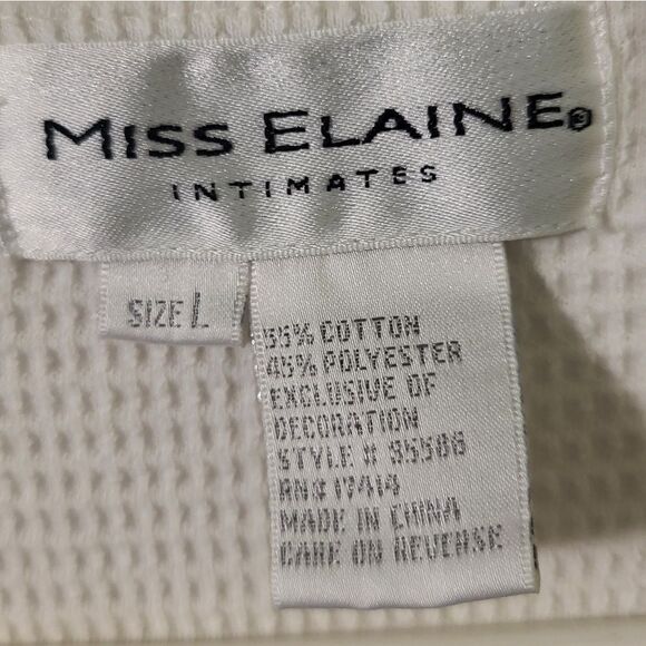 Miss Elaine Intimates White Pink Floral  Snap Up Front Midi House Coat Robe, L - Picture 11 of 11